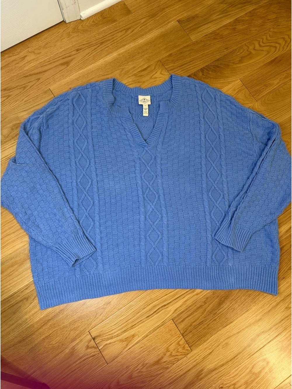 St John’s Bay Periwinkle Women’s Knit Split V Neck Sweater